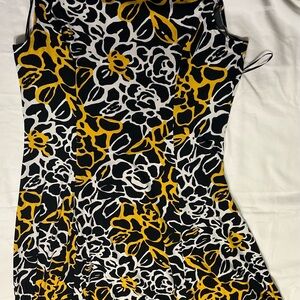 Danny & Nicole Strapless Dress with Yellow Pleated - Black, Yellow, White Floral